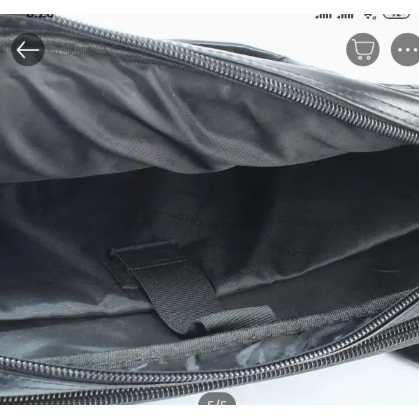 Black Solid Leather Laptop Bag/File Bag - Image 5