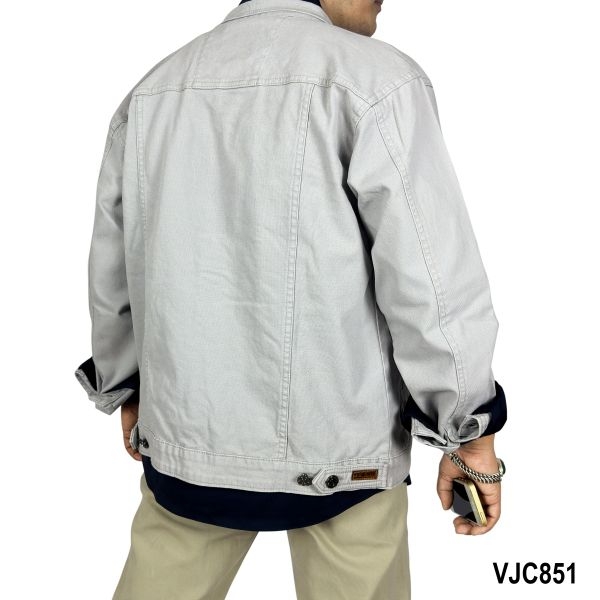 VIRJEANS (VJC851) Stretchable Cotton Jacket For Men-Light Grey - Image 5