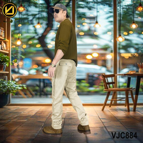 VIRJEANS (VJC884) Front Cargo Box Pant For Men- Cream - Image 3
