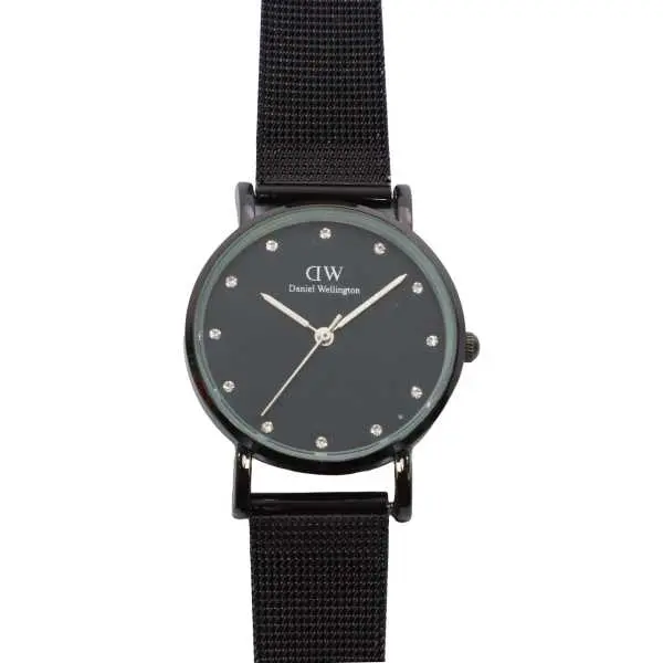 Black Dial With Stainless Steel Mesh Strap For Women - Image 2