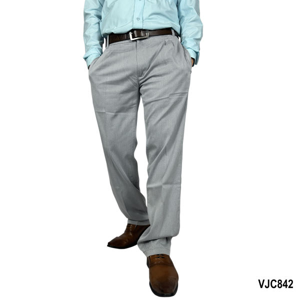 VIRJEANS (VJC842) Linen Formal Pant For Men-Light Grey - Image 3