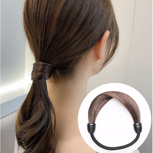 KOJA Rubber Band Made of Hair Simulation Wig Head Rope Fashion Wig Hair Rings Straight Hair Tie Ponytail High Elastic Hair Rope - Image 2