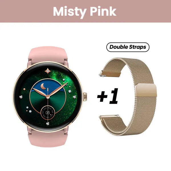 NEW Zeblaze Lily 2 Ladies Smart Watch | Double Strap | 1.2" AMOLED Display | IP 68 | Dual Metal & Silicone Strap | Fitness Tracking & Health Monitoring Smartwatch For Women