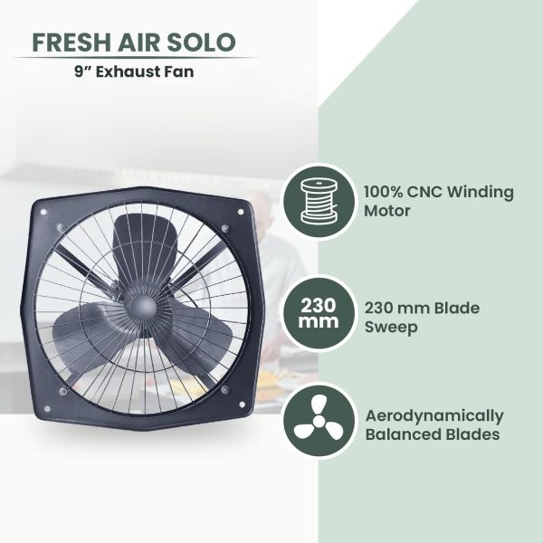 9" 3 Blade High Speed Exhaust Fan for Bathroom,Kitchen & Industries - Image 3