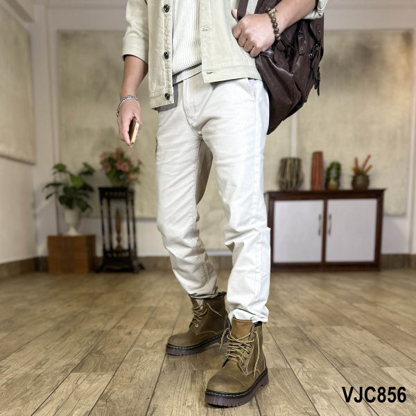 VIRJEANS (VJC856) Stretchable Cotton Straight Pant For Men- Off-white - Image 5