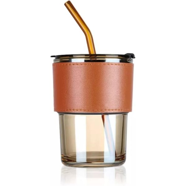 coffee glass cup with straw - Image 2