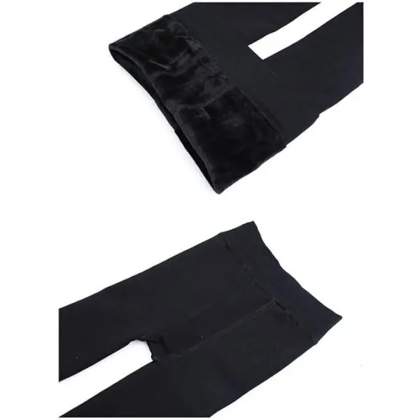 Winter Thick Fur Black High Waist Leggings - Women - Image 2