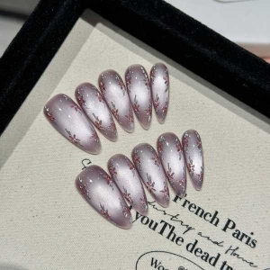 Press On Nail Long Stiletto/CHRISTMAS DESIGN shape with 10Pcs(small,medium,large and extra small)