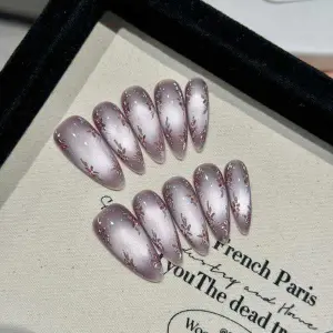 Press On Nail Long Stiletto/CHRISTMAS DESIGN shape with 10Pcs(small,medium,large and extra small)