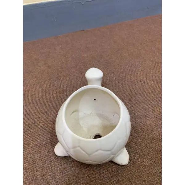 5 Inch Ceramic White Turtle Shape Flower Pot For Indoor Outdoor - Image 3