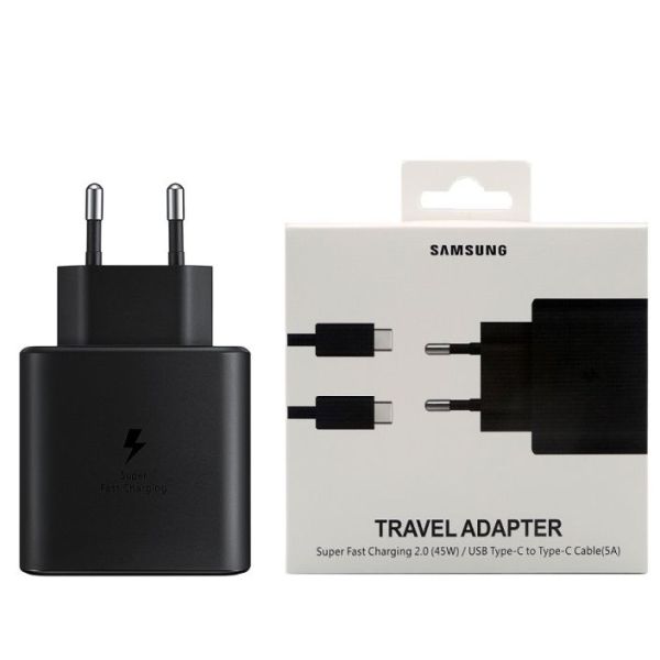 45W Fast Charger EU Plug PD Wall Power Adapter Dual Type C Cable For Galaxy S20 S21 S22 Ultra Note 20 10 Plus A90 - Image 2