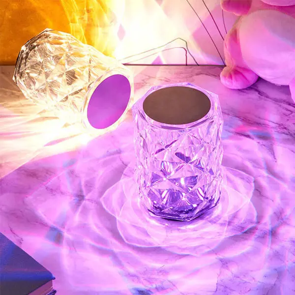 Elegant Crystal Diamond-Shaped RGB LED Night Light with Touch Control for Home Decor - Image 3