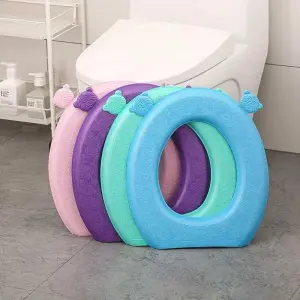 Reusable Toilet Seat Cover Waterproof Sticky Solid Color Skin-friendly Soft Thicker Home Bathroom Accessories