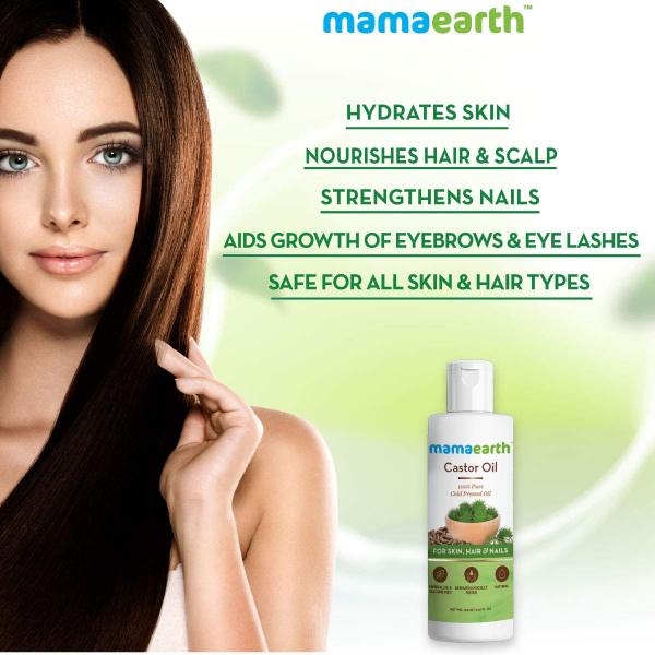 Mamaearth Castor Oil For Healthier Skin, Hair And Nails With 100% Pure And Natural Cold-Pressed Oil, 150Ml - Image 2