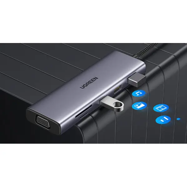 Ugreen 9-in-1 Usb-c Hub Docking Station Adapter (4k Hdmi,3*usb3.0 ,Sd,Tf,Vga,Gigabit Lan,Usb C Pd 100w) CM498-15600 - Image 3