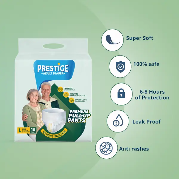 Prestige Adult Pant Style  Diaper - Large | Pack of 10Pieces - Image 3