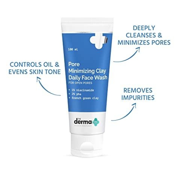 The Derma Co. Pore Minimizing Clay Daily Face Wash with 1% Niacinamide & 2% PHA 100 ml - Image 3