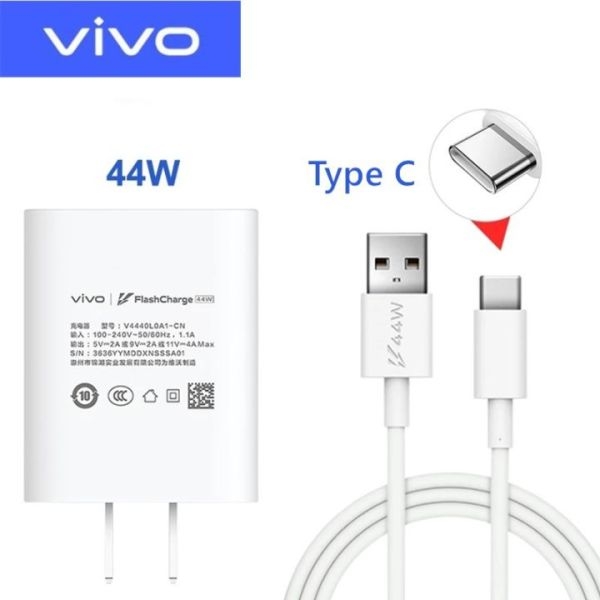 44W Super Flash Charger Adapter 1M USB Type C Fast Charge Cable For T1 S12 S10E X70 Pro X60 Z6 IQOO NEO3 NEX3S - Image 3
