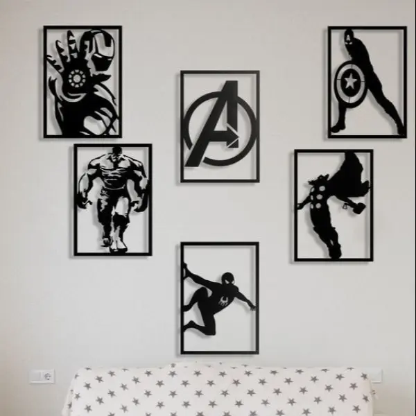 Marvel Superhero Avengers Collections Wooden Wall Decor Frames 6 pc - Image 2