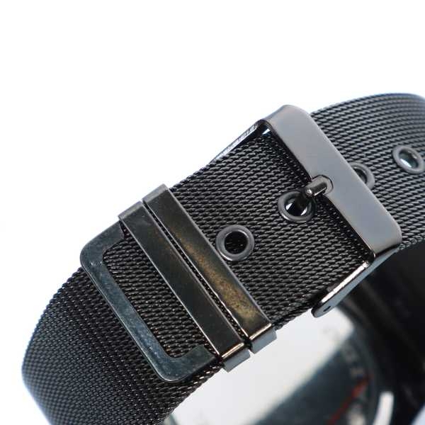 Blue And Black Color Unisex Dial Stainless Steel Metal Strap Watch - Image 4