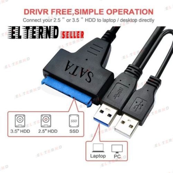 USB 3.0 to SATA HDD Cable Adapter with Power USB to SATA Converter - Image 3