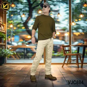 VIRJEANS (VJC884) Front Cargo Box Pant For Men- Cream