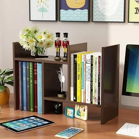 Adjustable Desktop Book Shelf, Home Office DIY Combination Storage Shelf Bookcase,Multifunctional Open Display Rack