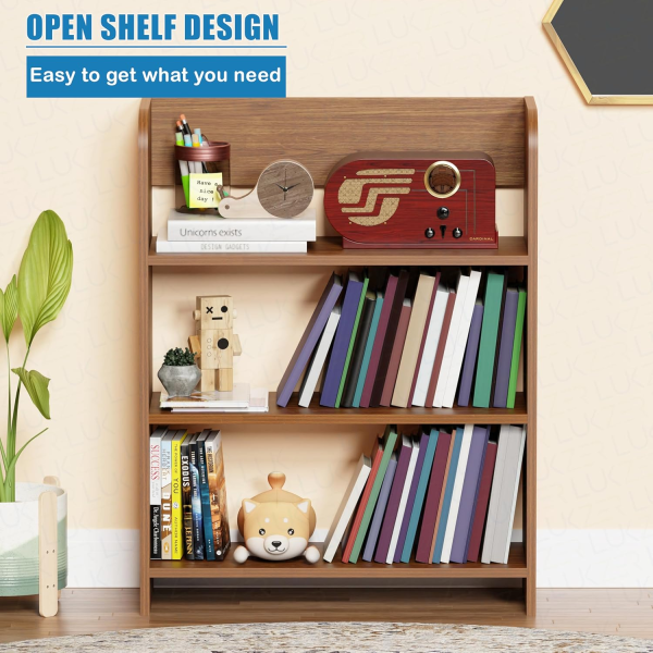 Open 3 Layer Engineered Wood Multipurpose Rack Bookshelf for Living Room, Bedroom, Office Storage Organizer Home and Office Purpose in Brown - Image 5
