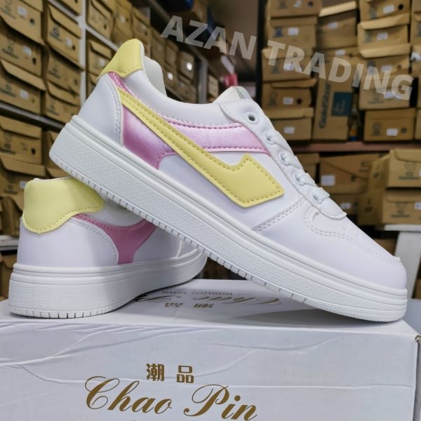 Korean White Sneaker Yellow Pink for Women - Image 3