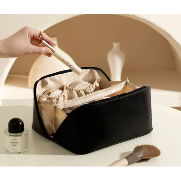 KOJA Large Capacity Travel Cosmetic Bag Portable PU Makeup Bag Waterproof Bathroom Bag Multifunctional Toiletry Kit - Image 5