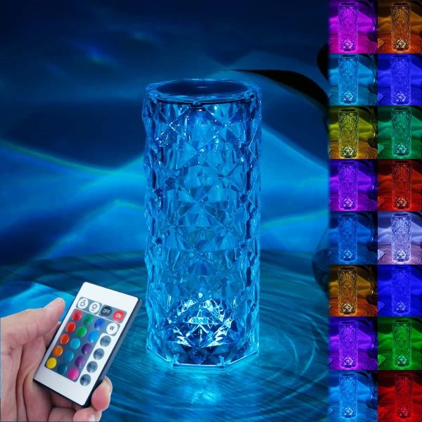 LED Multicolor Crystal Rose Diamond Table Lamp, for Home - Image 2