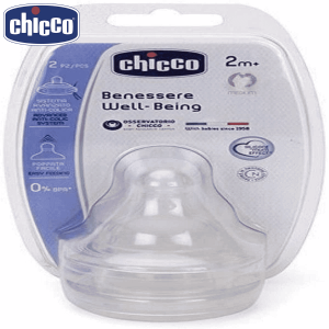 Chicco Welfare Medium Teats Silicone Set of 2, White/2 Months