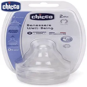 Chicco Welfare Medium Teats Silicone Set of 2, White/2 Months