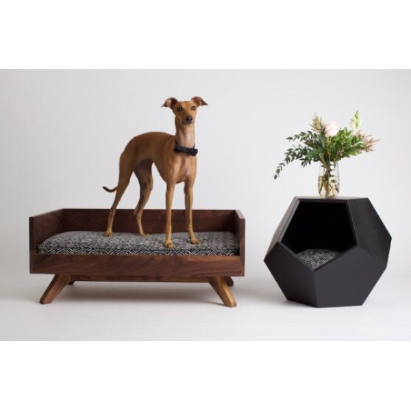 Pet Sofa Cute Dog and Cat Bed Comfortable Wooden Base and Cushion Included in Brown - Image 7