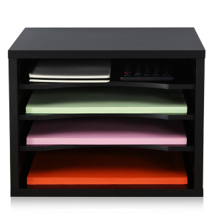Ressence Simple File Organizer Office Desk File Cabinet Wooden for Clean Workspace with Adjustable Partitions Black