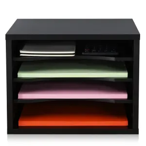 Ressence Simple File Organizer Office Desk File Cabinet Wooden for Clean Workspace with Adjustable Partitions Black