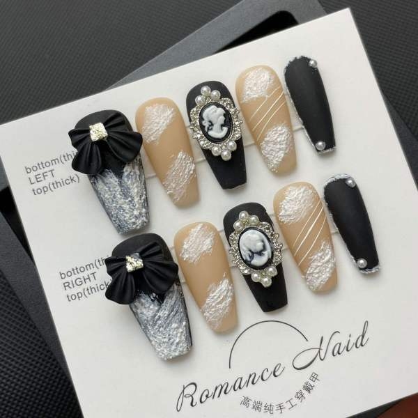 Press On Nail Long/Short Coffin Shape/christmas design 10Pcs L098 - Image 5