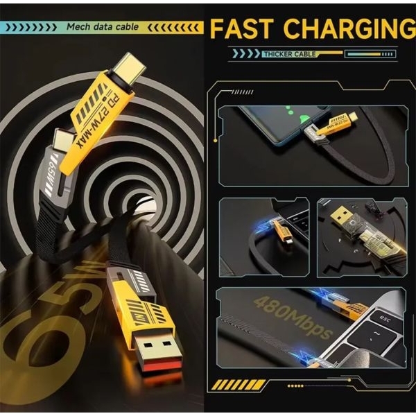 4IN1 Fast Charging & Data Cable | 27W / 66W | 1.2M Braided Cable - Image 2