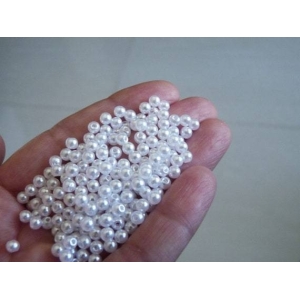 4mm 50 Gram Packet Round White Pearl Plastic Beads.