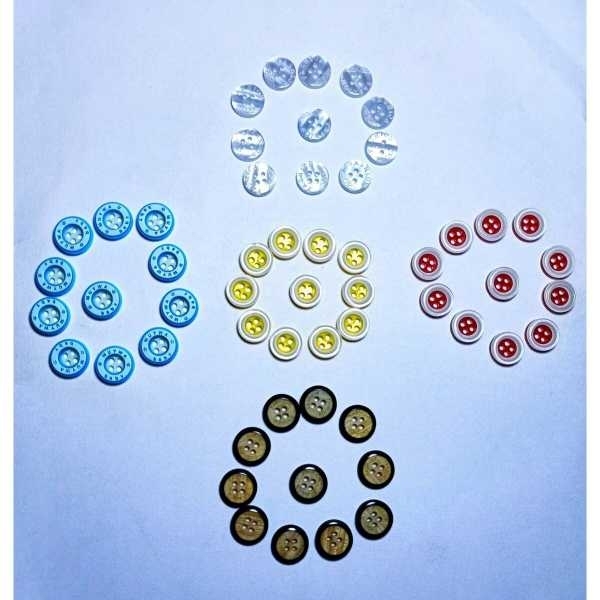 Diameter 1 cm with 4 Holes for Sewing Kaj Button On Shirts Art and Craft Knitting Dress Making Random Colors