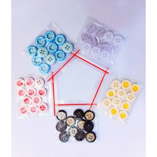 5 Color Button 11 pcs Set, Diameter 1 cm with 4 Holes for Sewing Kaj Button On Shirts Art and Craft Knitting Dress Making Random Colors - Image 3
