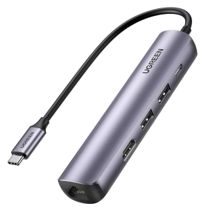 5 in1 USB-C To 2*USB 3.0 A+HDMI+RJ45+PD Converter