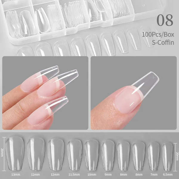 500pcs & 320pcs Tip Nails For Gel Nail Extension Square Nail Coffin Shape Nail for Professional Nail Technicians Tip Nails Box - Image 3
