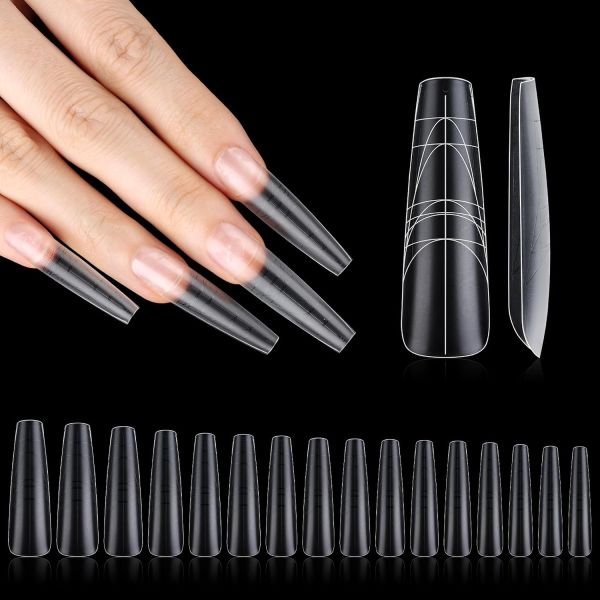 500pcs & 320pcs Tip Nails For Gel Nail Extension Square Nail Coffin Shape Nail for Professional Nail Technicians Tip Nails Box - Image 2