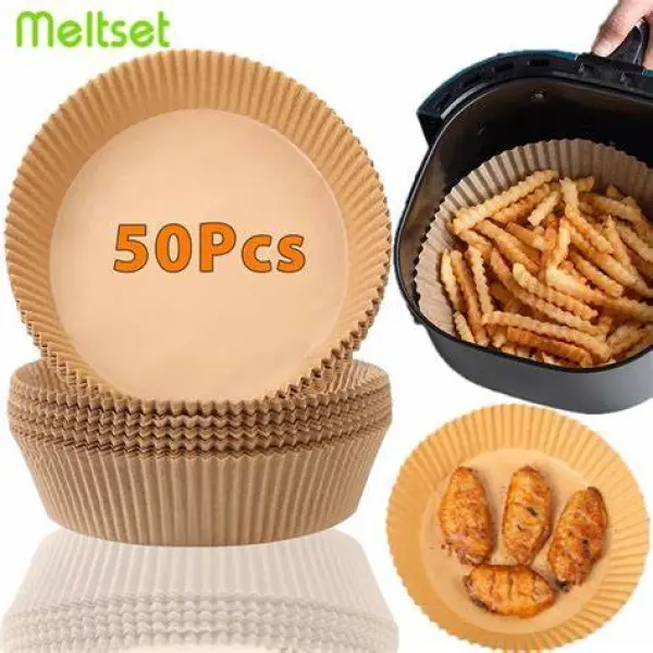 50Pcs Air Fryer Disposable Paper Non-Stick Airfryer Baking Papers Round Air-Fryer Paper Liners Paper Kitchen Accessories - Image 2