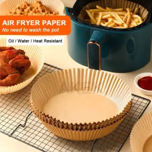 50Pcs Air Fryer Disposable Paper Non-Stick Airfryer Baking Papers Round Air-Fryer Paper Liners Paper Kitchen Accessories