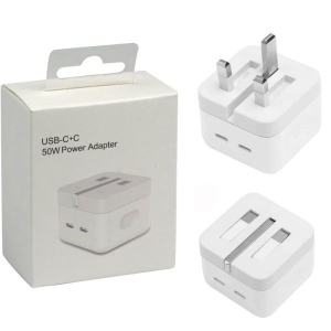 50W Dual USB-C Port Uk 3Pin Adaptor For 14, 15 & 16 All Model