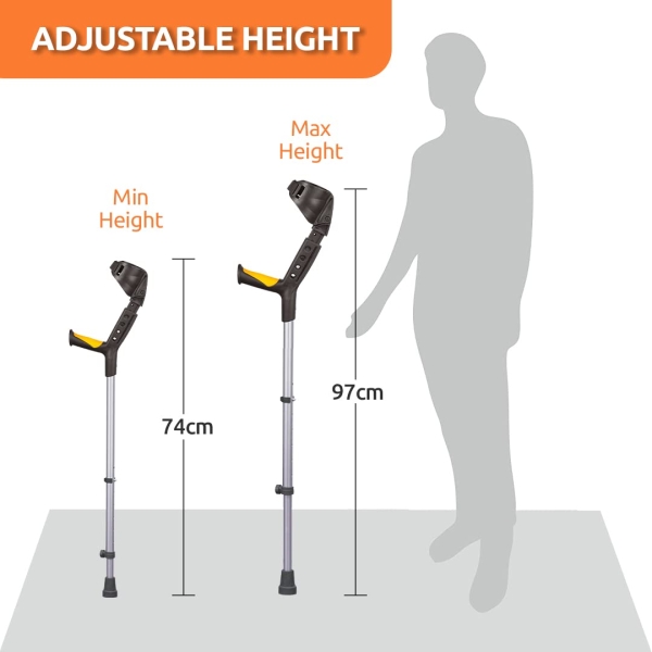 Vissco Astra Plus Crutch with Height Adjustable Elbow Support & Movable Arm Cuff, Light - Image 2