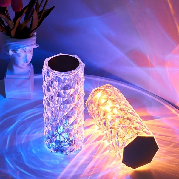 LED Multicolor Crystal Rose Diamond Table Lamp, for Home - Image 4