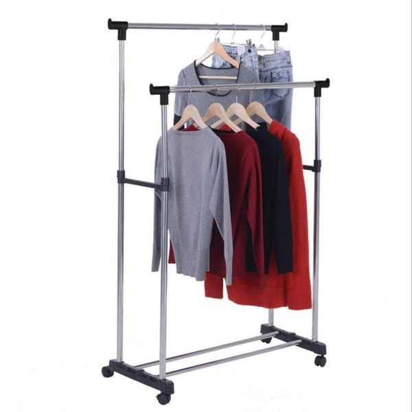 House of Quirk Stainless Steel Double-Pole Clothes Hanger (Multicolour) - Image 3